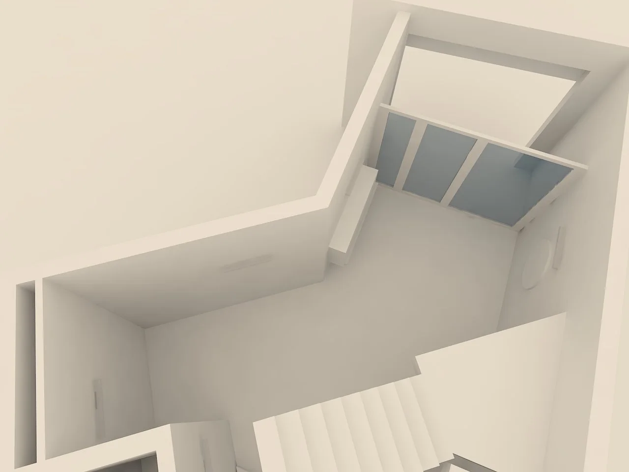Visualisation architecturale d’une cage d’escalier vue d’en haut