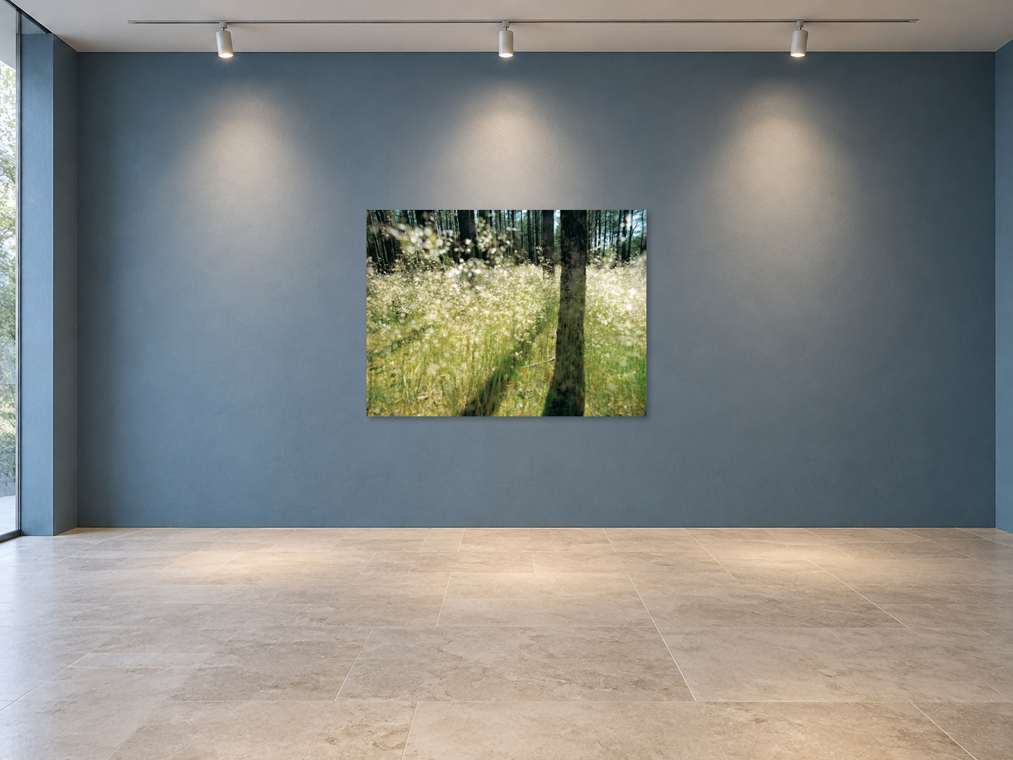 Visualisation d’intérieur avec l’œuvre photographique « Forest and light, Deutschland » d’André Wagner ; il ne s’agit pas d’une installation photographiée.