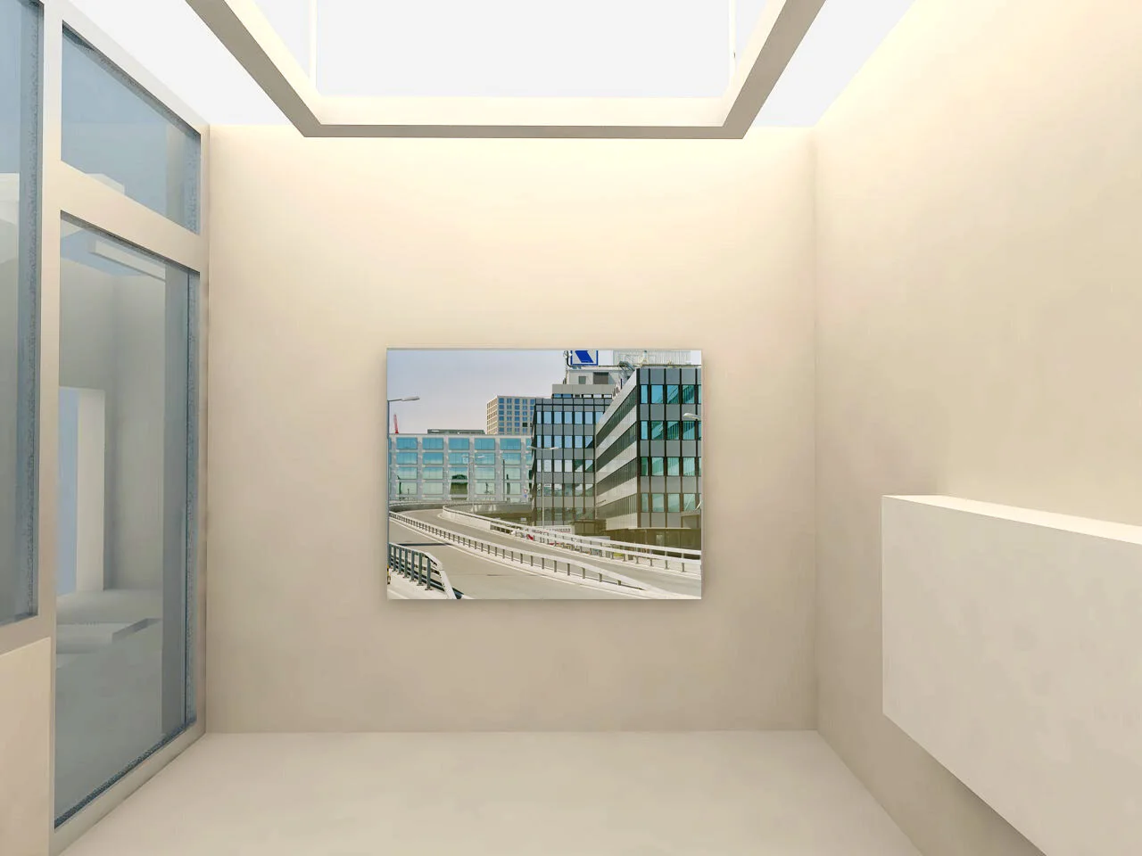 Œuvre photographique d’architecture sur un mur clair