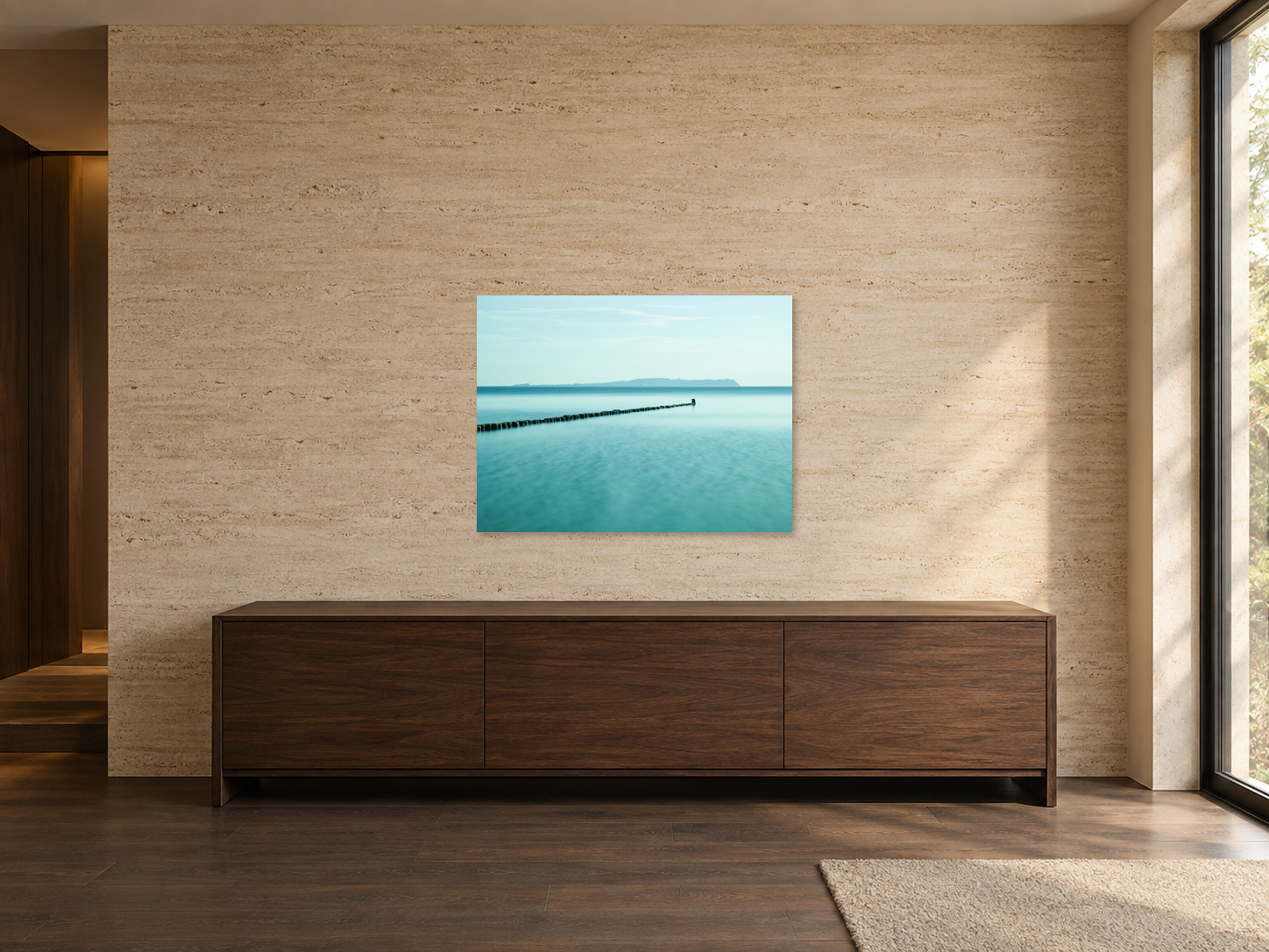 Visualisation d’intérieur avec l’œuvre photographique « Hiddensee 1, Deutschland » d’André Wagner ; il ne s’agit pas d’une installation photographiée.
