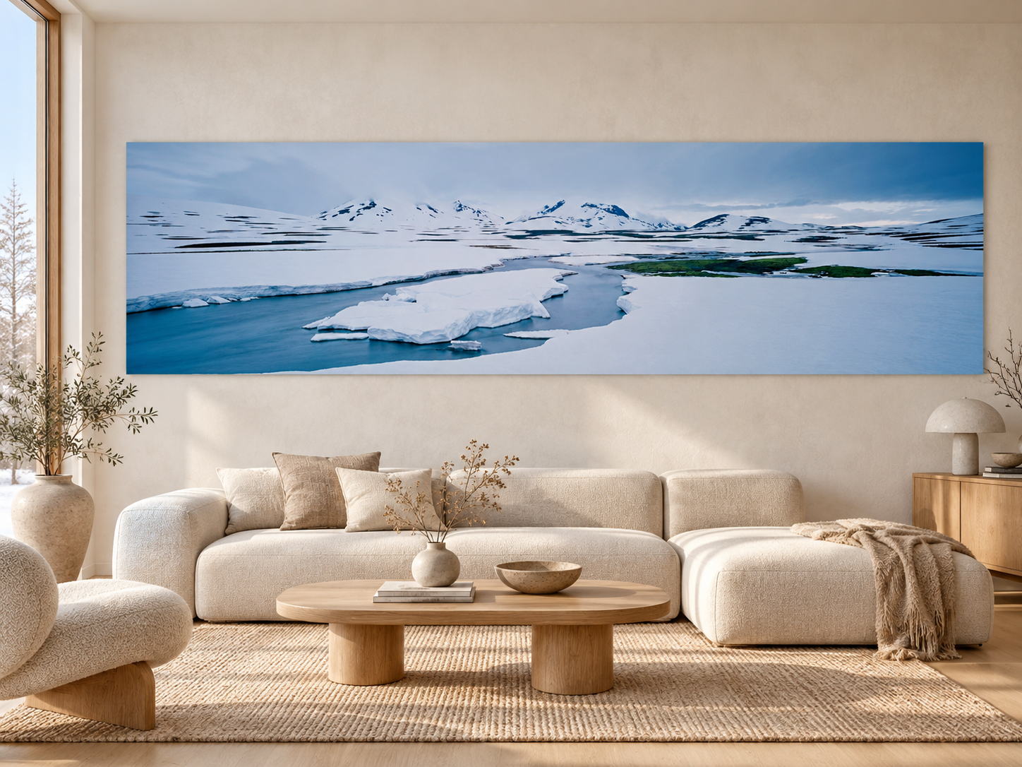Visualisation d’intérieur avec l’œuvre photographique « Island spring, Island » d’André Wagner ; il ne s’agit pas d’une installation photographiée.