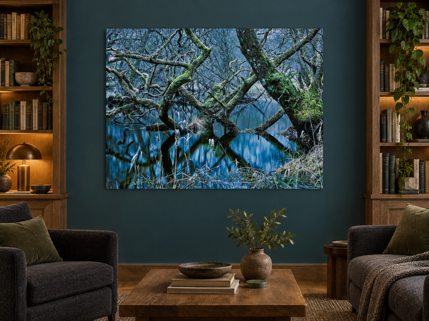 Visualisation d’intérieur avec l’œuvre photographique « Oasis of silence 4, Schottland » d’André Wagner ; il ne s’agit pas d’une installation photographiée.