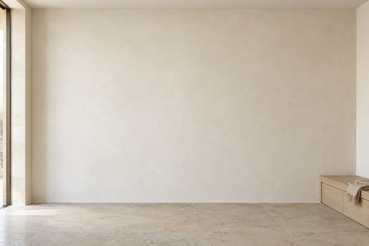 Virtual limestone interior for previewing photographic art.