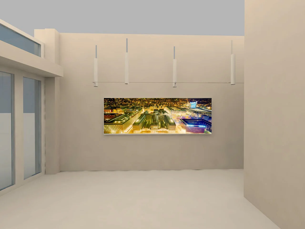 Visualisation d’intérieur avec une photographie panoramique de paysage