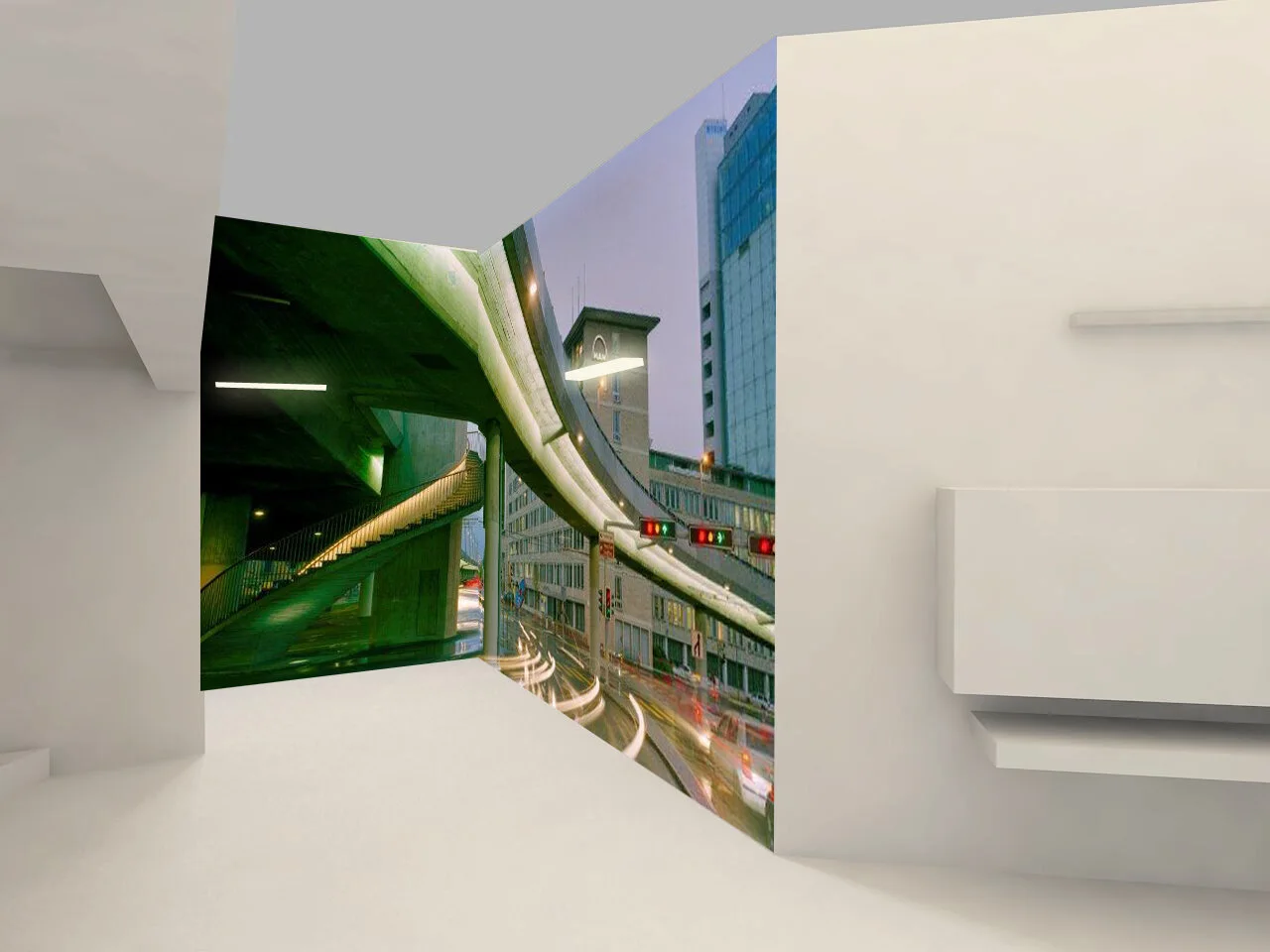 Visualisation d’intérieur avec une œuvre photographique de métro aérien