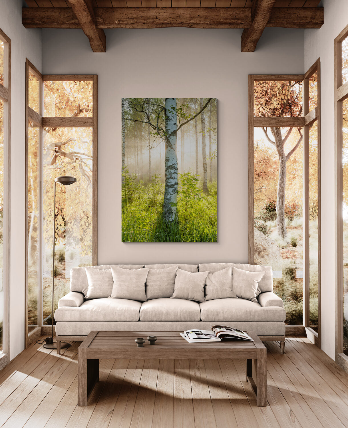 Visualisation d&rsquo;int&eacute;rieur avec l&rsquo;&oelig;uvre photographique &laquo; Sacred light, Finnland &raquo; d&rsquo;Andr&eacute; Wagner ; il ne s&rsquo;agit pas d&rsquo;une installation photographi&eacute;e.