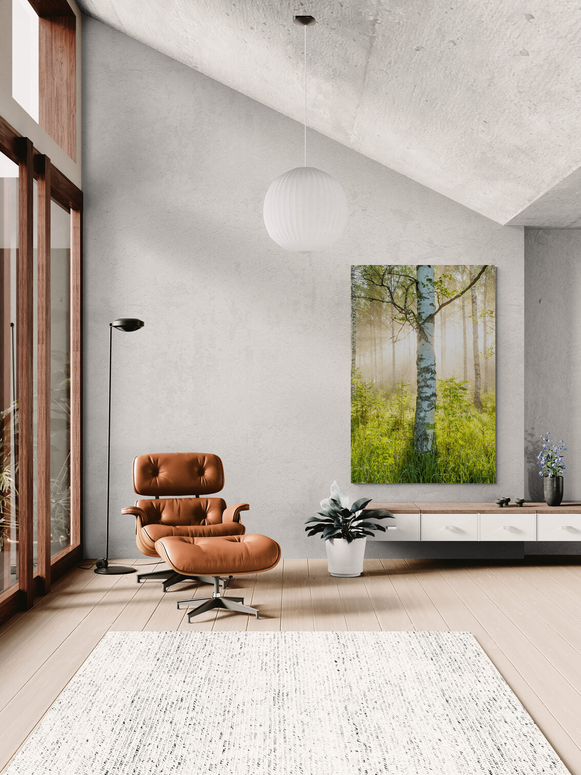 Visualisation d&rsquo;int&eacute;rieur avec l&rsquo;&oelig;uvre photographique &laquo; Sacred light, Finnland &raquo; d&rsquo;Andr&eacute; Wagner ; il ne s&rsquo;agit pas d&rsquo;une installation photographi&eacute;e.