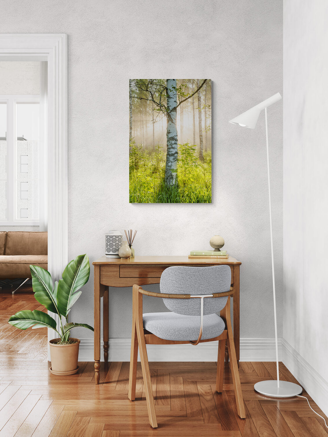 Visualisation d&rsquo;int&eacute;rieur avec l&rsquo;&oelig;uvre photographique &laquo; Sacred light, Finnland &raquo; d&rsquo;Andr&eacute; Wagner ; il ne s&rsquo;agit pas d&rsquo;une installation photographi&eacute;e.