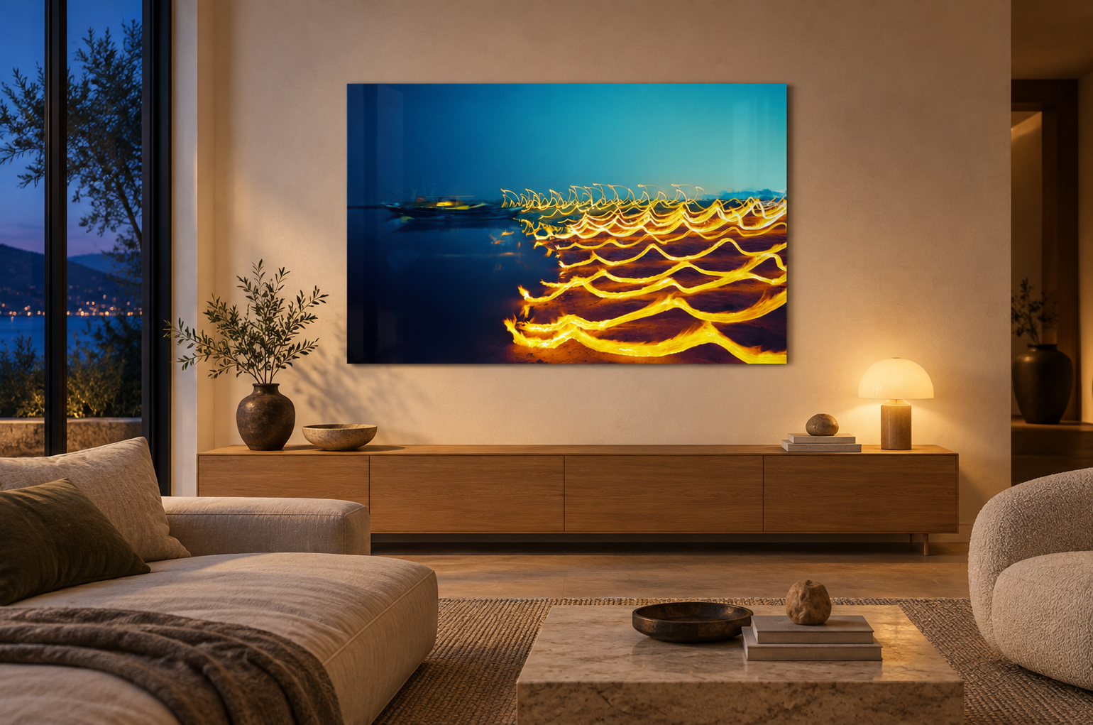 Visualisation d&rsquo;int&eacute;rieur avec l&rsquo;&oelig;uvre photographique &laquo; Vibrations, Indien &raquo; d&rsquo;Andr&eacute; Wagner ; il ne s&rsquo;agit pas d&rsquo;une installation photographi&eacute;e.