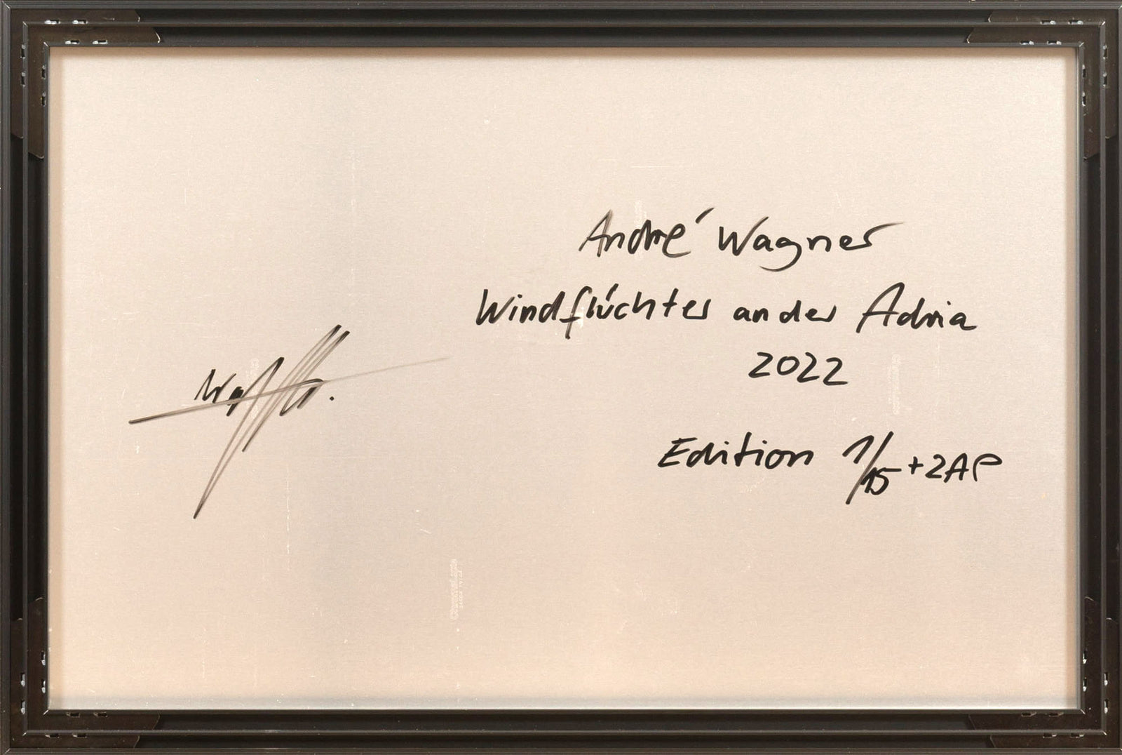 Reverse view of the photographic artwork &ldquo;Windfl&uuml;chter and der adria, Kroatien&rdquo; by Andr&eacute; Wagner.