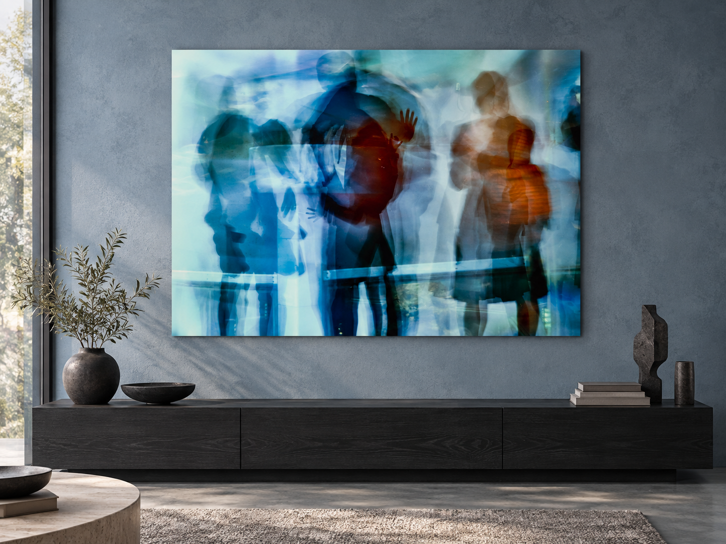 Interior visualization featuring the photographic artwork “X-ray 2, Japan” by André Wagner; not a photographed installation.