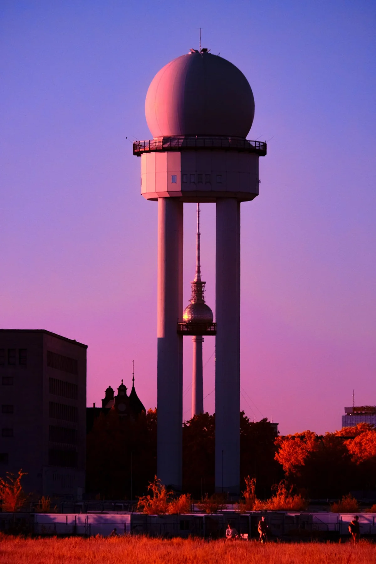 High tower with spherical structure.