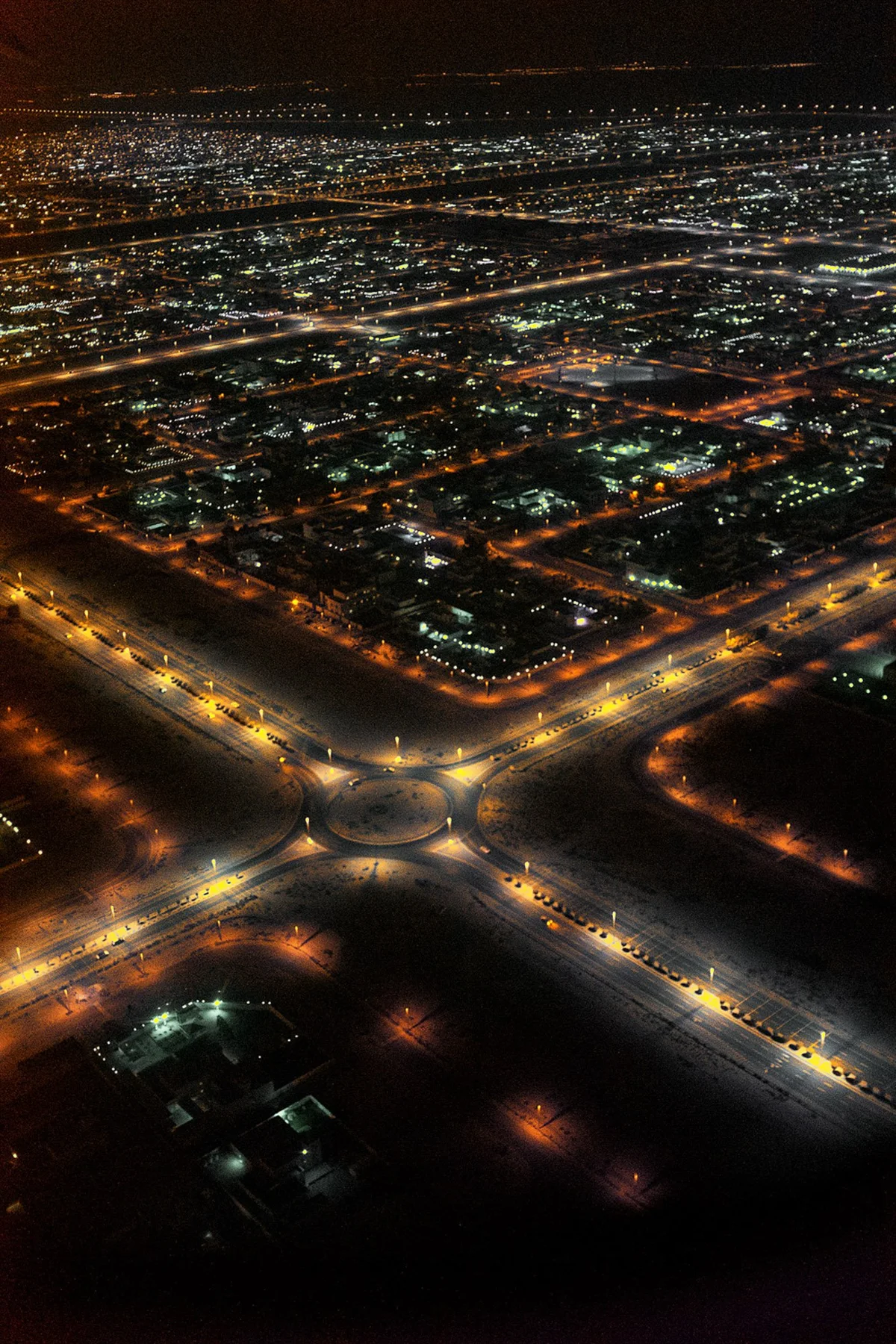 Nocturnal road network from a bird’s eye view.