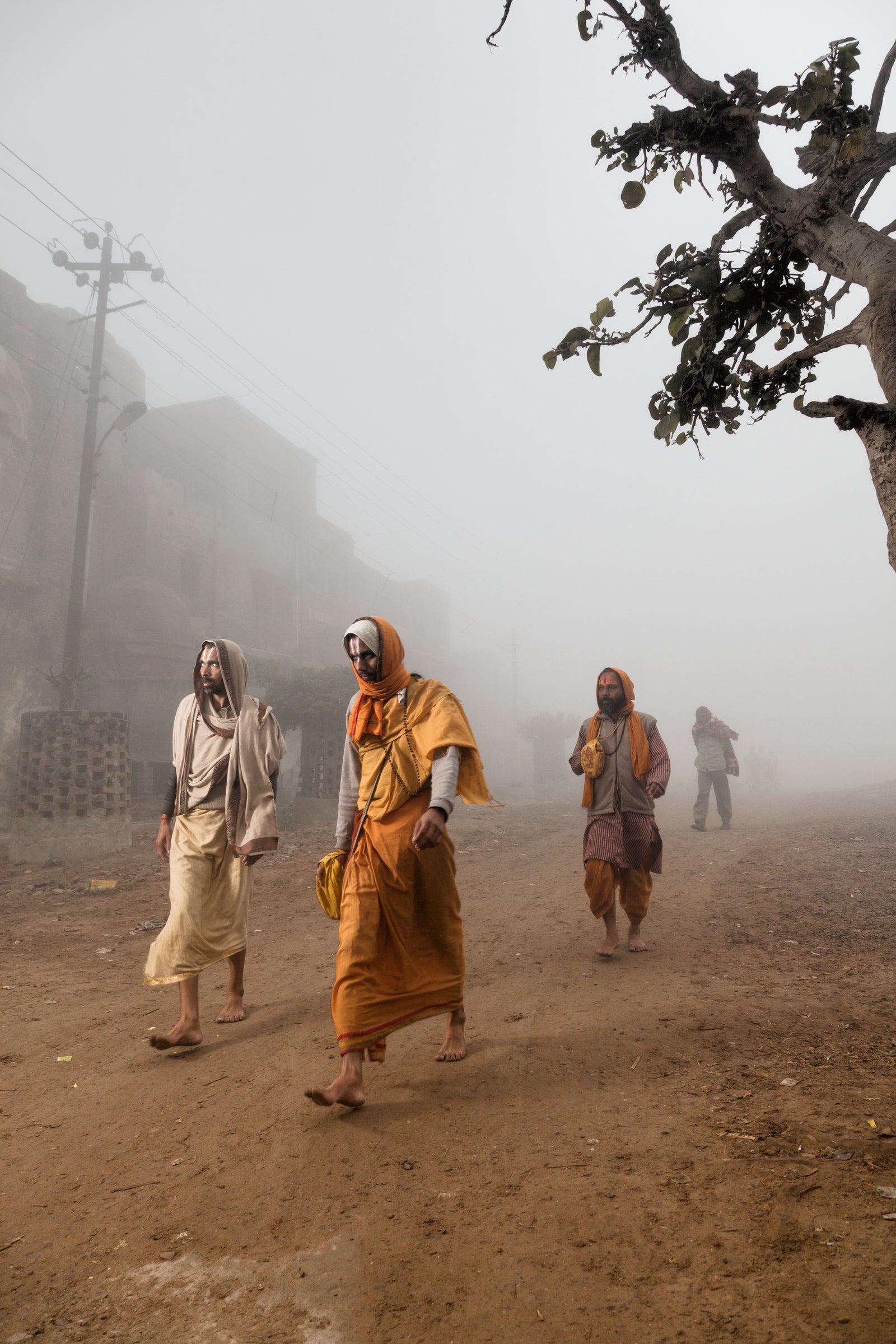 Pilgrims circumambulating the holy city of Vrindavana in the early morning; Uttar Pradesh