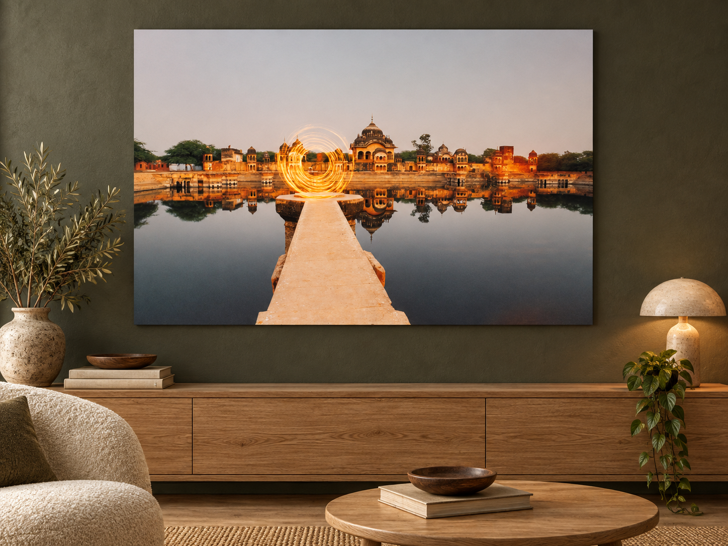 KI-generierte Raumvisualisierung – Dimension Door, Indien. Darstellung dient der Orientierung zu Größe und Wirkung; keine fotografierte Installation.