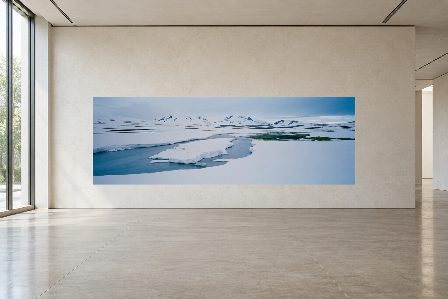 ISLAND SPRING, ISLAND — vue d’intérieur pour l’édition 87 × 262 cm ; original entier et inchangé, axe de l’image dégagé.