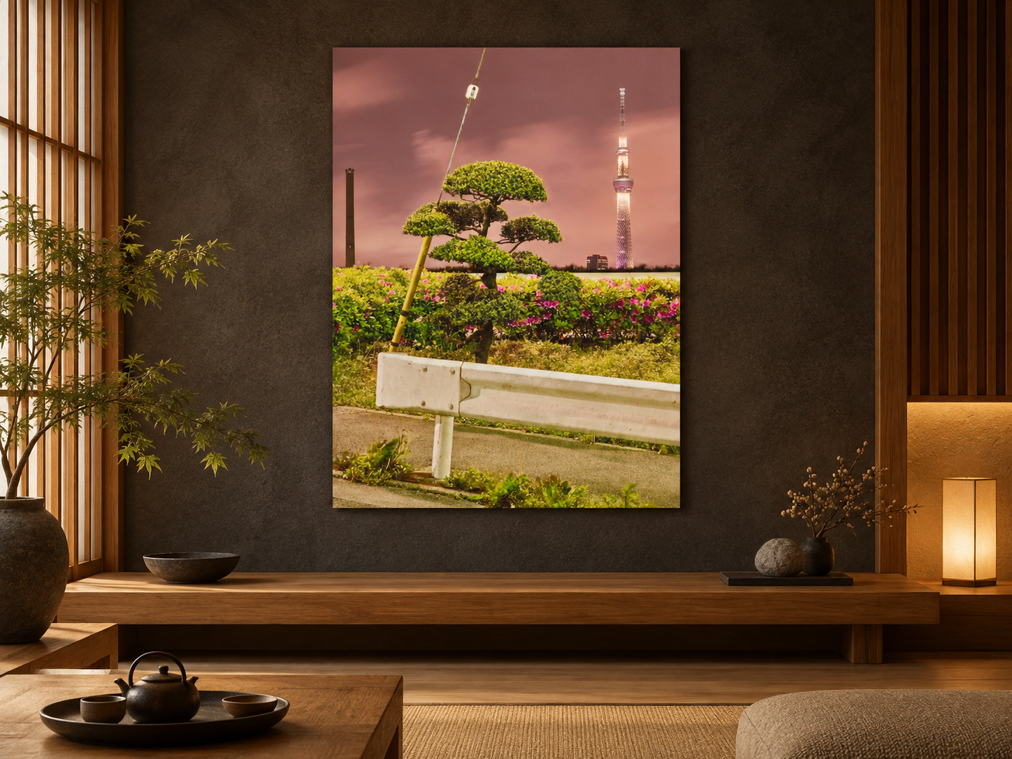 Visualisation d’intérieur générée par IA – Tokyo Tower, Japan. Présentation indicative du format et de l’effet spatial ; il ne s’agit pas d’une installation photographiée.