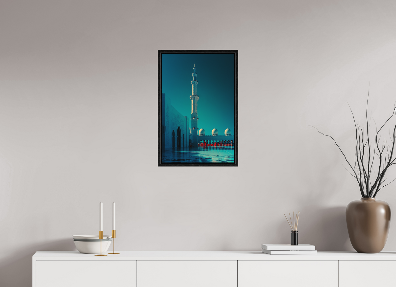 Vertical Silence · 40 × 60 cm · Fotoabzug auf Alu-Dibond · matt · Schattenfugenrahmen 15 mm · Eiche schwarz